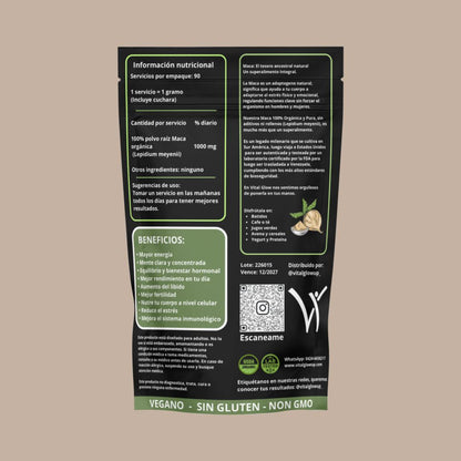 MACA ORGANICA Energía y Vitalidad🖤 (PRECIO REGULAR 25.00$)